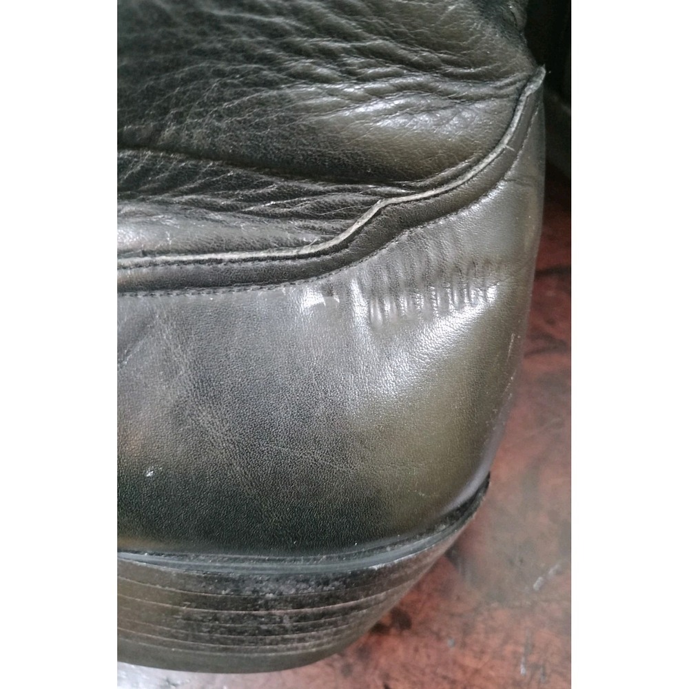 Tony Lama Black Leather Western Cowboy Boots Men's 12 D Vintage 6158 - Picture 6 of 16